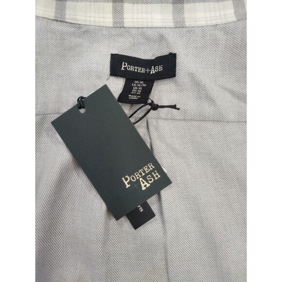 Porter + Ash Mens Gray Button-Up Shirt L/S 95% Cotton 5% Cashmere M/L, NWT - Picture 3 of 7